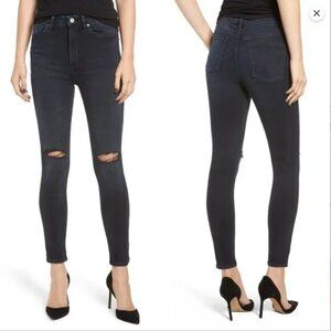 DL1961 Chrissy High Rise Ankle Jeans In Porter Faded Black Distressed Sz30 NWOT